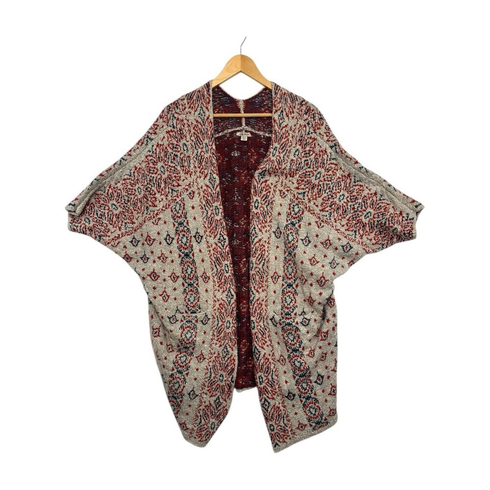 Lucky Brand Cardigan Womens XS Small Gray Orange Southwestern Kimono Boho Cozy - Picture 8 of 10